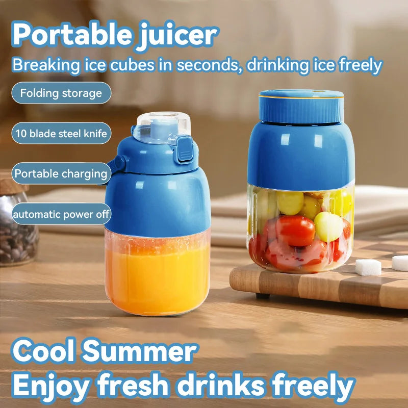 Portable Fruit Juicer Cup Multi-function Electric Travel Blender Large Capacity Ice Crusher Smoothie Quick Making For Travel